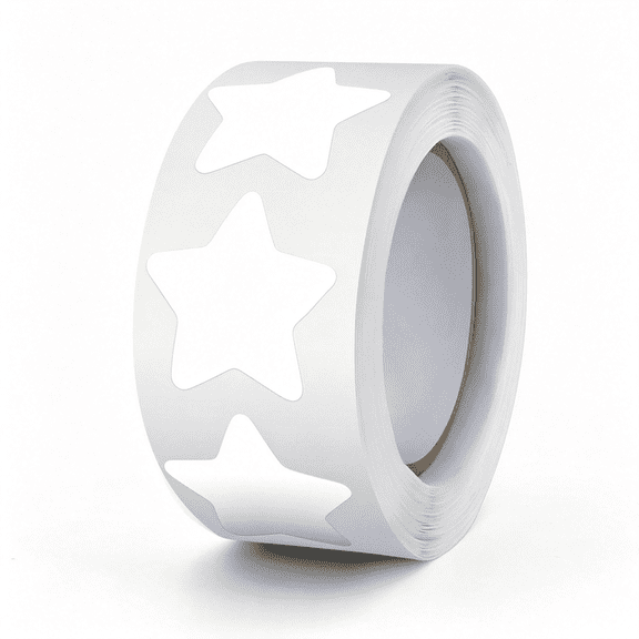 CCOCC White Star Stickers Roll 1" Self-Adhesive Stars Labels Waterproof Removable for Children Teacher Business Star Stickers Small 500 Pcs