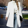 thumbnail image 2 of Wool Coats For Women Casual Stand Collar Long Pea Coat 2025 Winter Fashion Single Breasted Warm Jacket Overcoat Pocket, 2 of 9