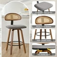 thumbnail image 3 of 360° Swivel Rattan Bar Stools Set of 2, Counter Height Modern Kitchen Island Stools With Footrest, Uphostered Cushion, Comfortable Durable,Dark Grey, 3 of 9