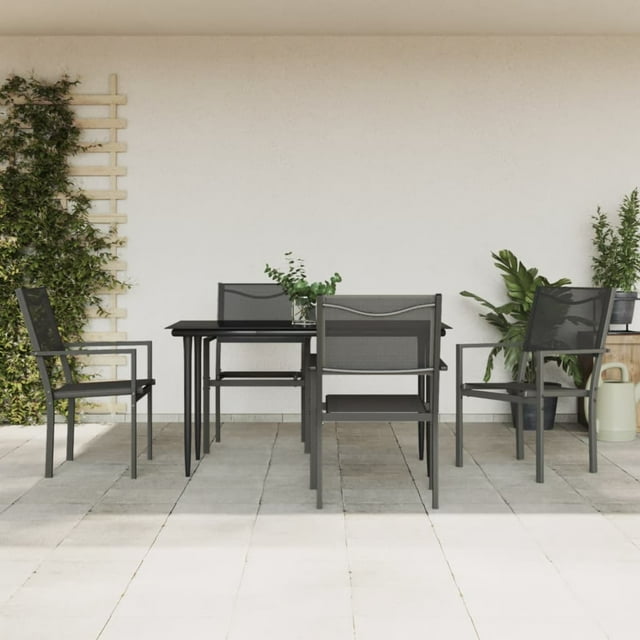 vidaXL Ensemble de Salle à Manger de Jardin 5 Pcs Noir Acier et Textilène