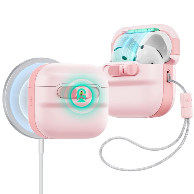 Funda para AirPods 4 ESR HaloLock Pulse Series a prueba de caídas, color rosa