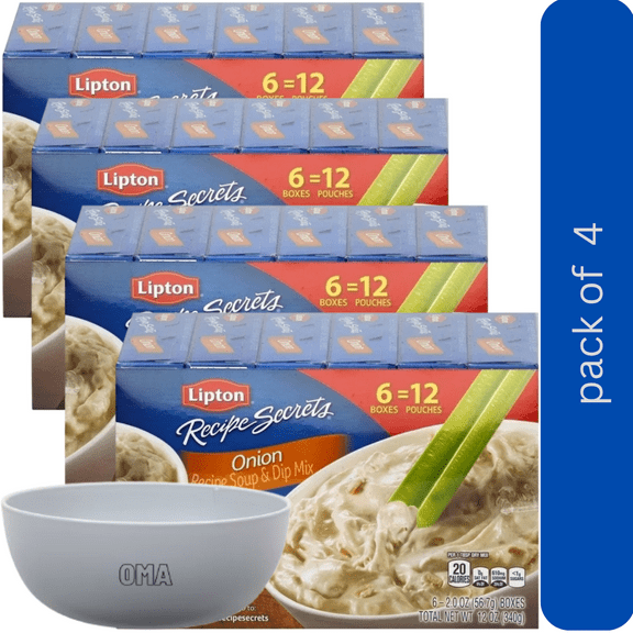 Lipton Onion Recipe Soup and Dip Mix, 4 Pack, 2 oz., 6 pk with bowl by OMA