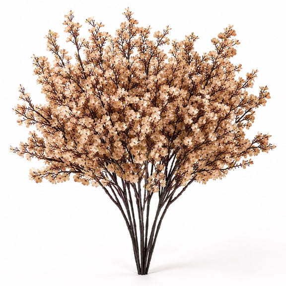 Light Brown Artificial Baby's Breath Flowers, 6 Bundles 18.5" Silk Gypsophila Faux Bouquet Filler for Wedding, Vase & Home Decor