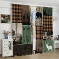 thumbnail image 4 of Rustic Cabin Curtains, Hunting Bear Deer Drapes for Kids Teens Adults, Farmhouse Moose Blackout Vintage Plaid Tree Growth Ring Window Curtains for Bedroom Decor, 21x63in, 2 Panel Set, 4 of 6