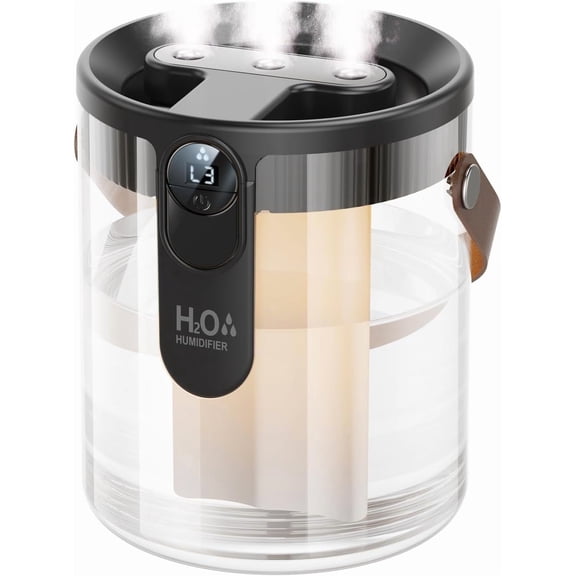 VoluVibe Rechargeable Portable Top Fill Humidifier, Smart Humidifiers for Bedroom, Night Light, 1.4L Cool Mist Humidifier for Office Home Plant Baby, 3-Speed Mist Control, Quiet, Auto Shut-Off
