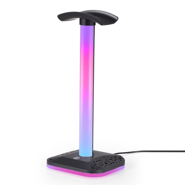 Soporte para auriculares con luz RGB para escritorio, PC, juegos, parte inferior de auriculares