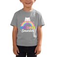 thumbnail image 2 of Kids 100 Days Smarter T-Shirt for Boys, 100th Day of School Shirt with Rainbow Cat Graphic, 100% Cotton Short Sleeve Tee, Youth Sizes 3-10 Years, Gray,Size 3 T, 2 of 8