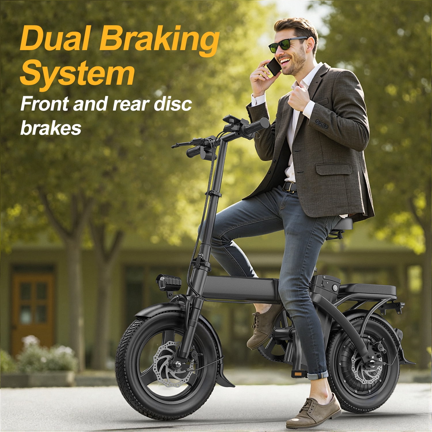 Folding Electric Bike, 500W 19 mph Adult Folding Compact Electric Bike, Fat Tire Electric Bike, Portable Electric EBike With Pedals With 48V 10AH Battery, Suitable For Mountain, Beach UL2849