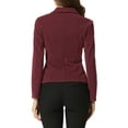 thumbnail image 3 of Blazer de trabajo para mujer INSPIRE CHIC con solapa, manga larga, color rojo profundo, talla L, 3 of 6