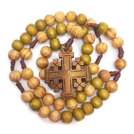 

ZOYONE Jesus Wooden Prayer Beads 10mm Rosary for Cross Necklace Pendant Woven Rope Chai
