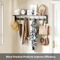 thumbnail image 4 of Coat Rack Wall Mount, Wood Coat Hooks with Shelf, Wall Key Holder with Shelf in Entryway, Kitchen, Living Room, Bathroom, Bedroom (Black), 4 of 14