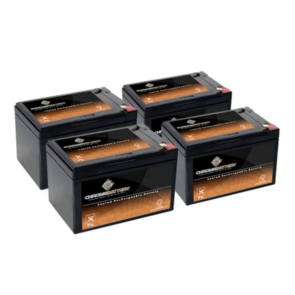Chrome Battery 12V (12 Volts) 14Ah Sealed Lead Acid (SLA) Battery - T2 Terminals - Rechargeable Replacement for 15Ah (4 Pack)
