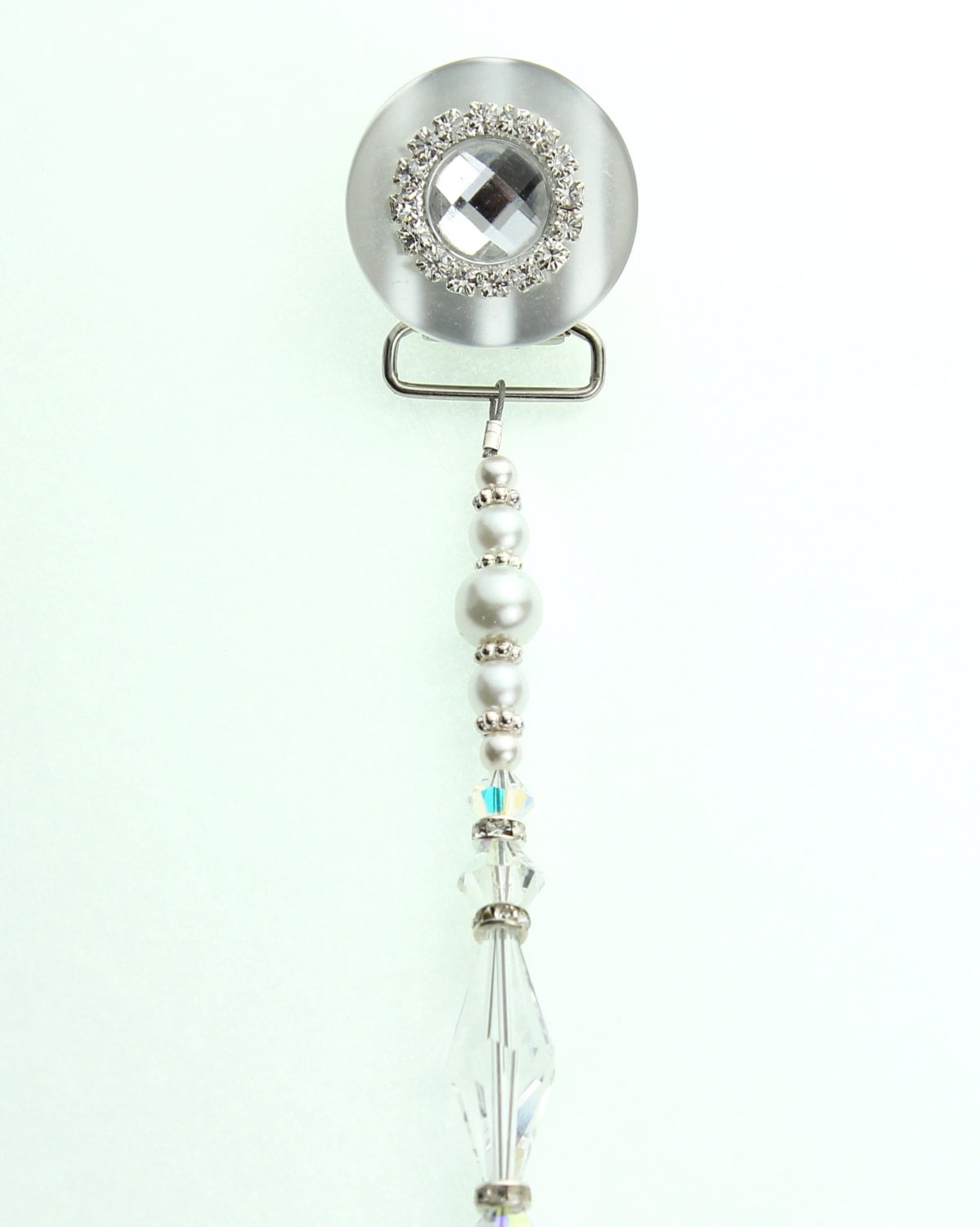 Blingy Swarovski Crystal and Pearl Pacifier Clip