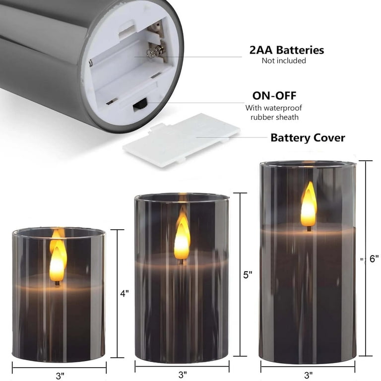 Eywamage Reindeer Christmas Flameless Candles - Set Of 2 Glass Pillar Candles With Remote, Flickering LED, Battery Operated