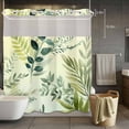 thumbnail image 5 of Spring Leaves No Hooks Shower Curtain with Snap-in Liner Watercolor Dark Green Leaf Plant Branch Shower Curtains for Bathroom, Waterproof, Easy Install, Washable 72"x72", 5 of 9