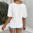 thumbnail image 6 of VBVC Women's Floral Lace Dot V Neck Blouse , Ladies' Ruffle Short Sleeve Casual Top , Eyelet Textured Shirts For Women,White,S-2XL, 6 of 8