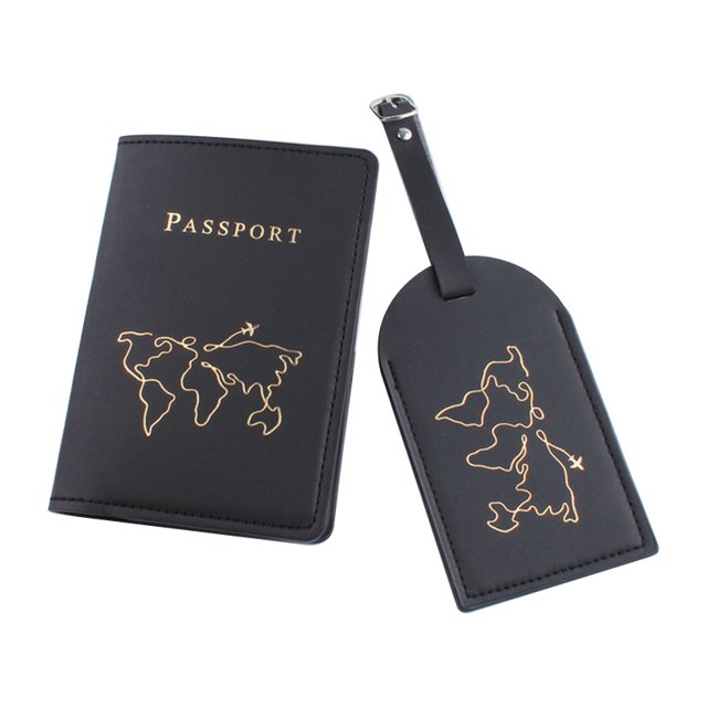 WET Hot Stamping The World Map PU Leather Passport Case Holder Con Etiquetas De Equipaje Protector De Tarjeta De Crédito De Viaje Para Mujeres huangjie unisex