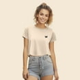 thumbnail image 3 of Dalix Butterfly Embroidered Cropped Flowy Soft Cotton Short Sleeve T Shirt Womens in Heather Dust M Medium, 3 of 5