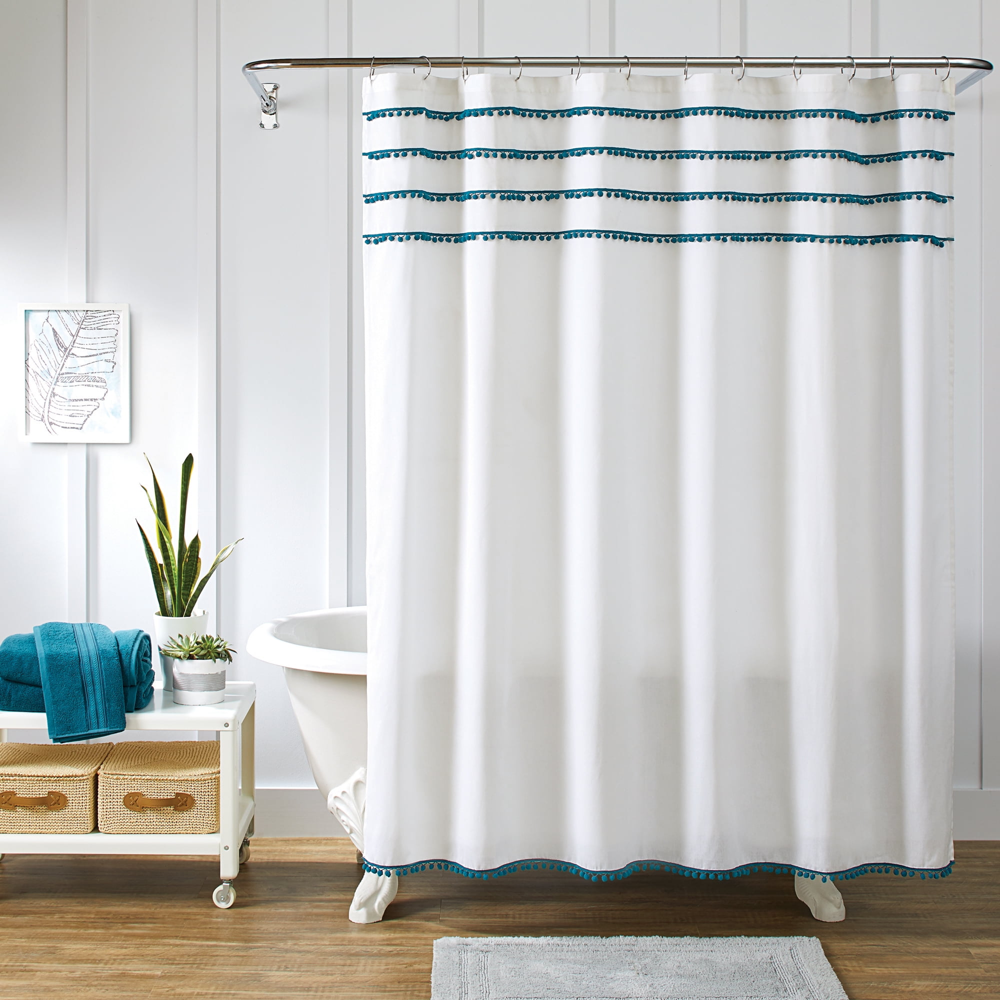 Standard Tub Size Fabric Shower Curtain 70" x 72" Soft White Curtain 