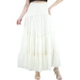 thumbnail image 5 of Artyska Women's Boho High Waist A Line Flowy Swing Layered Lace Yoke Maxi Skirt, 5 of 6
