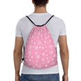 thumbnail image 2 of Drawstring Backpack - Snowflake pink backgrounds Splash Proof Small Drawstring Gym Bag for Women Men, Cinch Sports String Bag Backpack for Travel Swimming Beach, 2 of 8