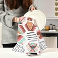 thumbnail image 3 of Unique Geometric Pattern Tea Towels 4 Pack Kitchen Dish Cloth with Hanging Loop, 18"x28" Lint-Free Absorbent Towel for Kitchen Drying Wiping and Cleaning, 3 of 7