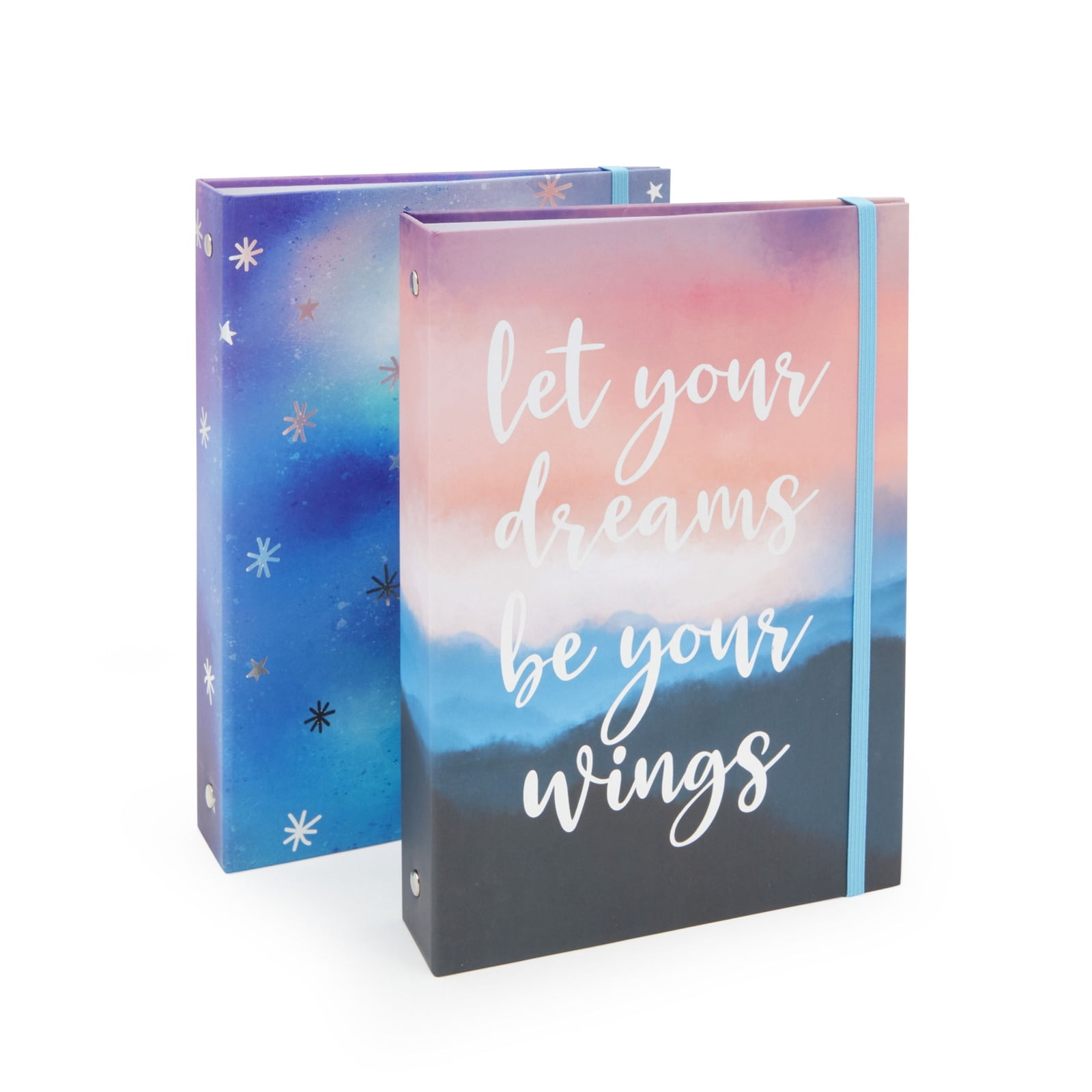 2 Pack Inspirational Motivational Mini 3 Ring Binder 1 inch Ring, 50 Sheets Each, 5.5 x 8.5 inch
