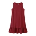thumbnail image 7 of FengLS Womens Sundress Fashion Ruffle Hem Sleeveless Tank Mini Dress Summer Beach Comfy Round-Neck Knee-Length Dress, 7 of 7