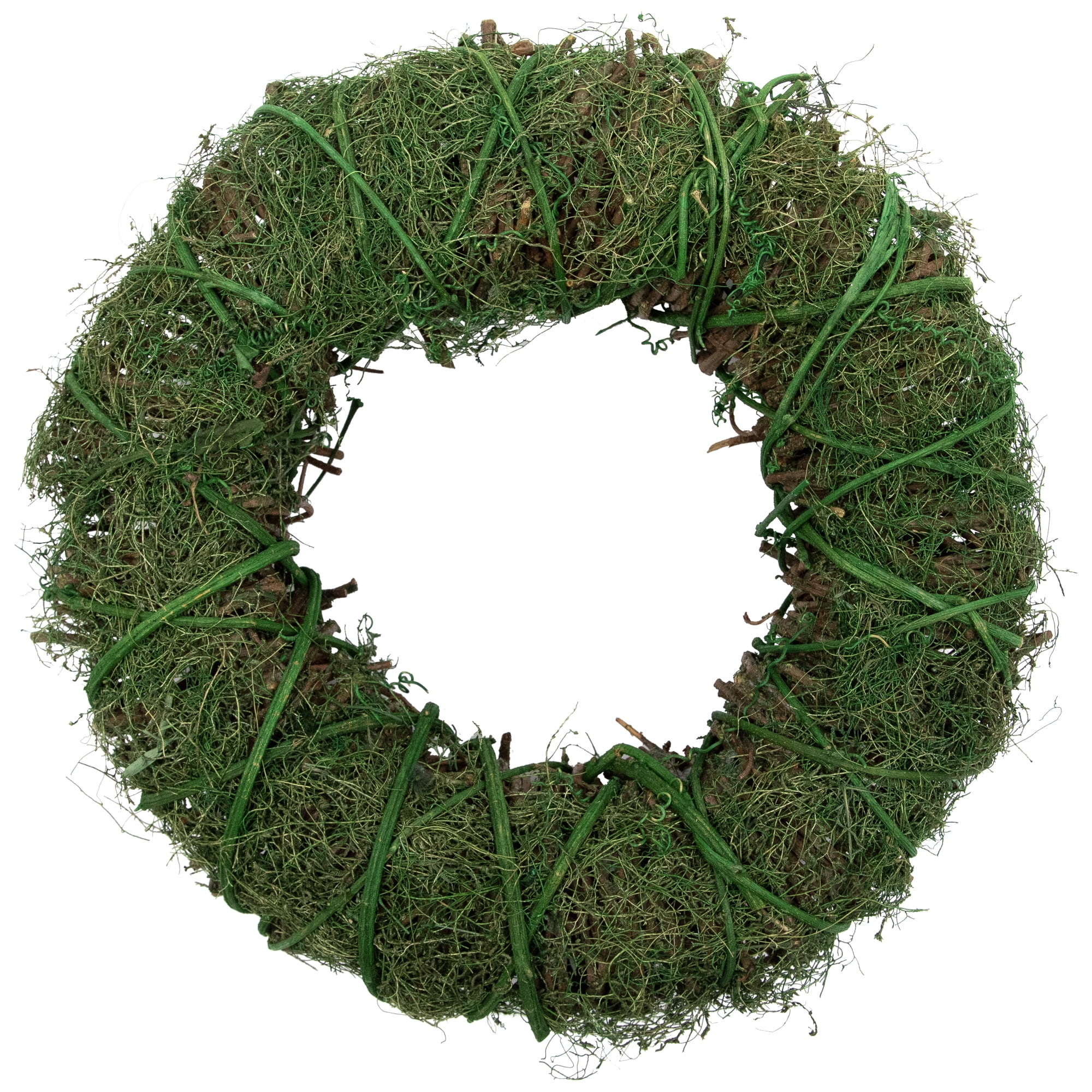 Northlight Green Moss and Twig Artificial Spring Wreath, 12-Inch