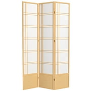 Red Lantern 7 ft. Tall Double Cross Shoji Screen - Natural - 3 Panels