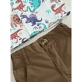 thumbnail image 6 of vera natura Kids Boys Summer Outfits Dinosaur Print Turn-Down Collar Short Sleeve Shirts and Shorts 2Pcs Clothes Set, 6 of 8
