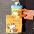thumbnail image 2 of Taza de café de cerámica de aspecto elegante con dibujos animados de Snoopy, regalo con tapa para el hogar y la oficina, para parejas, 2 of 3