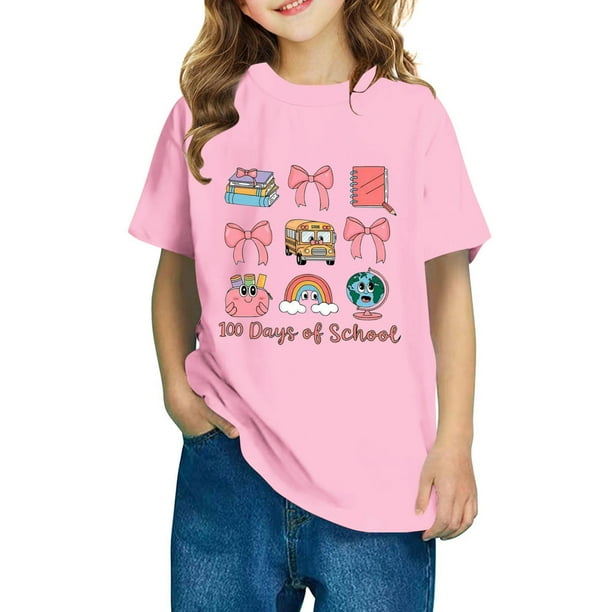 Fiudx Camiseta para Niños, Tela Suave y Fresca, Blusa Cómoda de Cuello Redondo, Camisa Elegante de Manga Corta, Ropa Informal de Diario, Moda para Niños y Niñas, Regalo Escolar Perfecto.