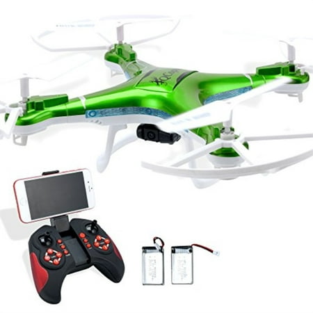 QCopter Green Drone Quadcopter -Best Drones For Sale With Camera -Experience Long Flights of 30 Minutes With BONUS Battery -5-Star Customer Service -Brilliant LED Lights -Quadricopter Flight (Best Gifts For Customers)