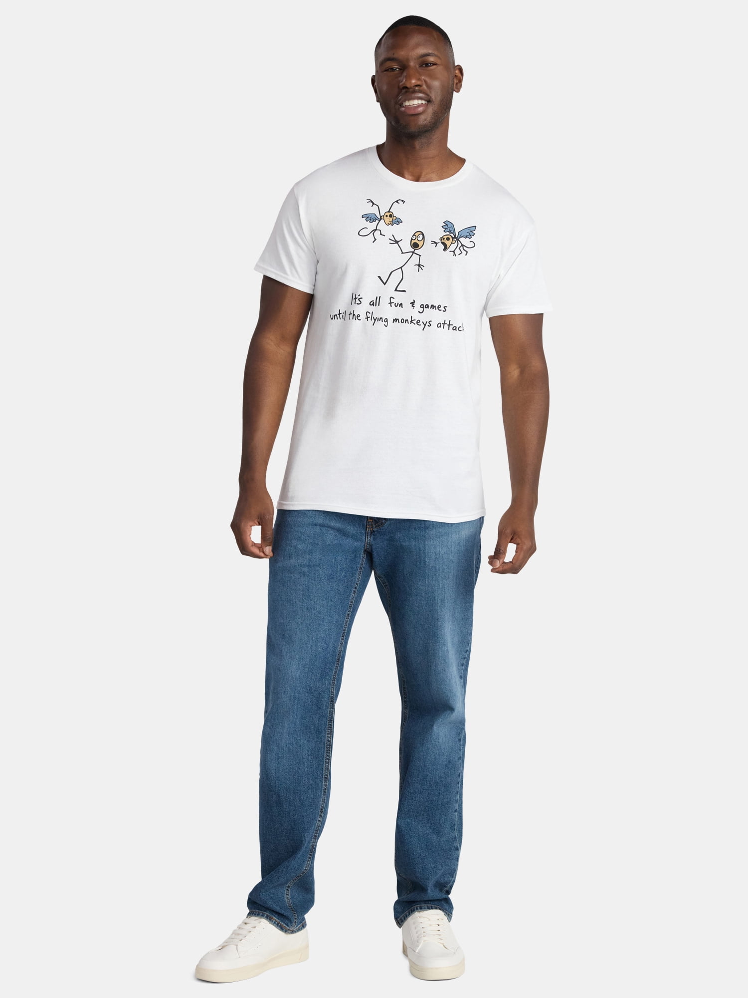 Humor Men's and Big Men's Flying Monkeys Attack Men's Short Sleeve Graphic Tee, Size S-3XL