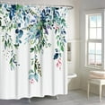 thumbnail image 3 of Eucalyptus Extra Long Shower Curtain, Watercolor Green Leaves Plant Floral Spring Nature Waterproof Fabric Machine Washable with Hooks for Bathroom Bathtub Decor 72Wx84H, 3 of 6