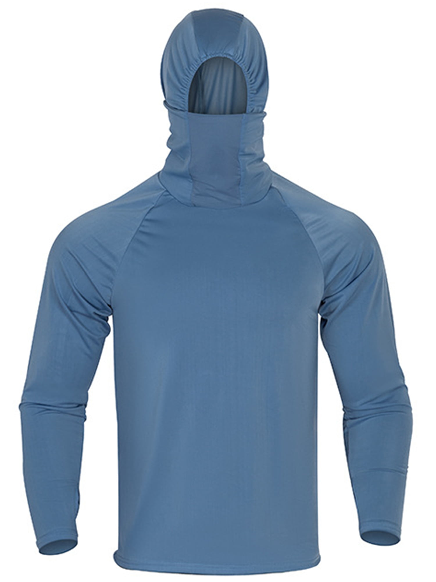 Hooded Helios Fishing Shirts with Gaiter Blue Zipcam / XL- Tall