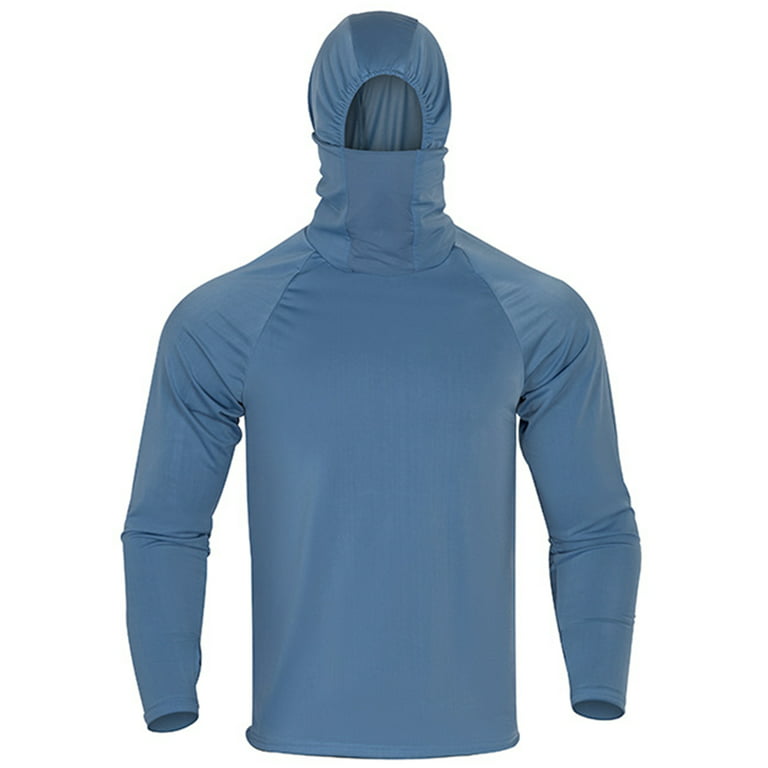 Fishing Shirt for Men Long Sleeve with Hood and Gaiter UPF 50+ Sun