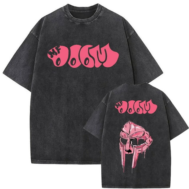 Camiseta con estampado gráfico de comida para hombres y mujeres, ropa de calle informal de gran tamaño, lavada, Vintage, rapero Mf Doom MM, Hip Hop, moda