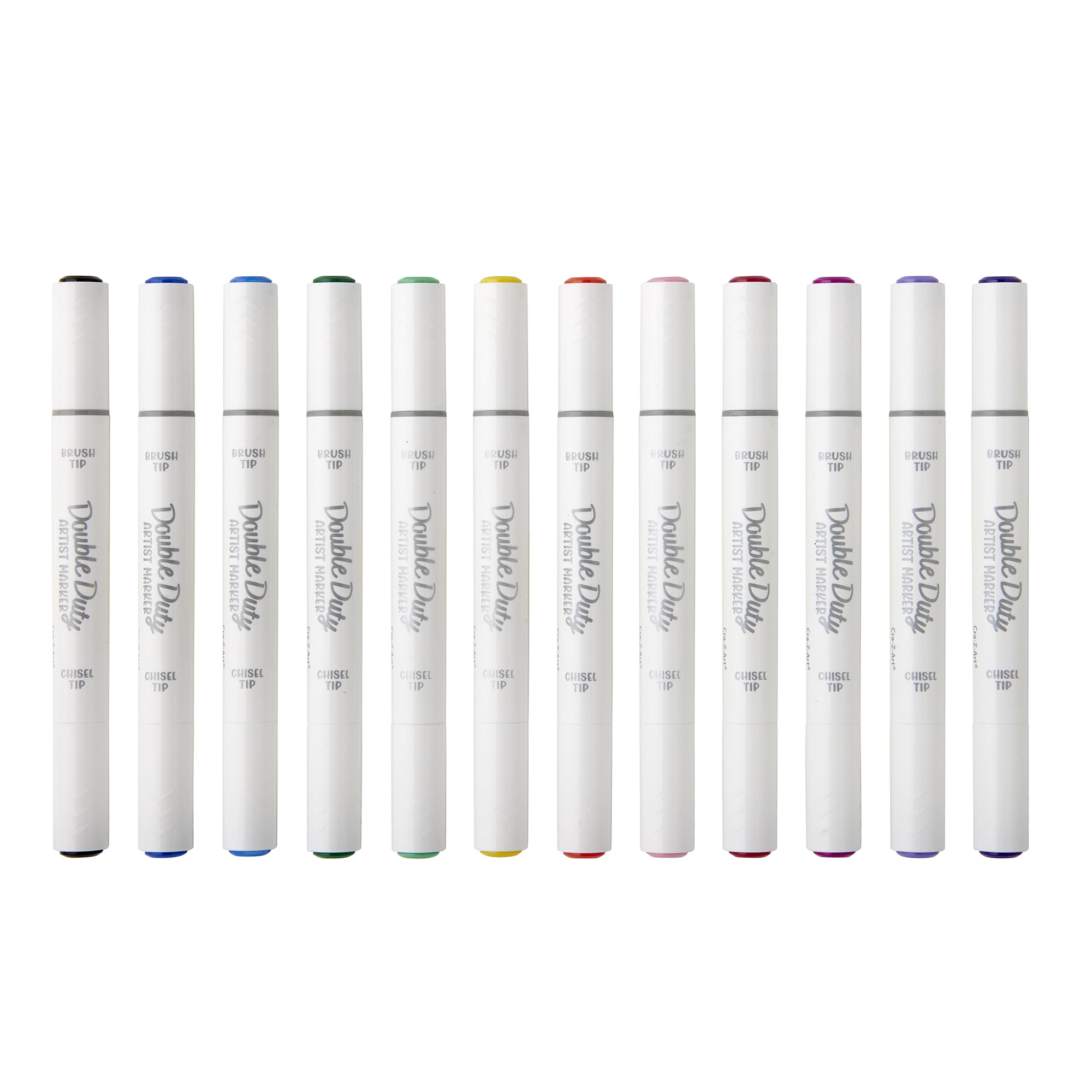 Cra-Z-Art Double Duty 12-Count Dual-Tip Alcohol Markers, Brush & Chisel Tips