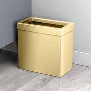 Gatco Elevate Stainless Steel 3.18 Gallon Rectangle Wastebasket Open Removable Lid, Brushed Brass