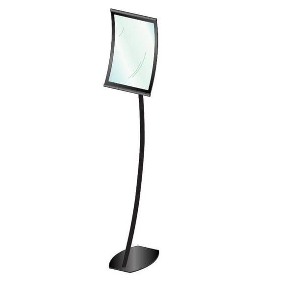 11 x 59 x 14-Inch, Black Finish Magnetic Sign Stand, Free-Standing, Concave Design, Single Sided (CVRFL1117B)