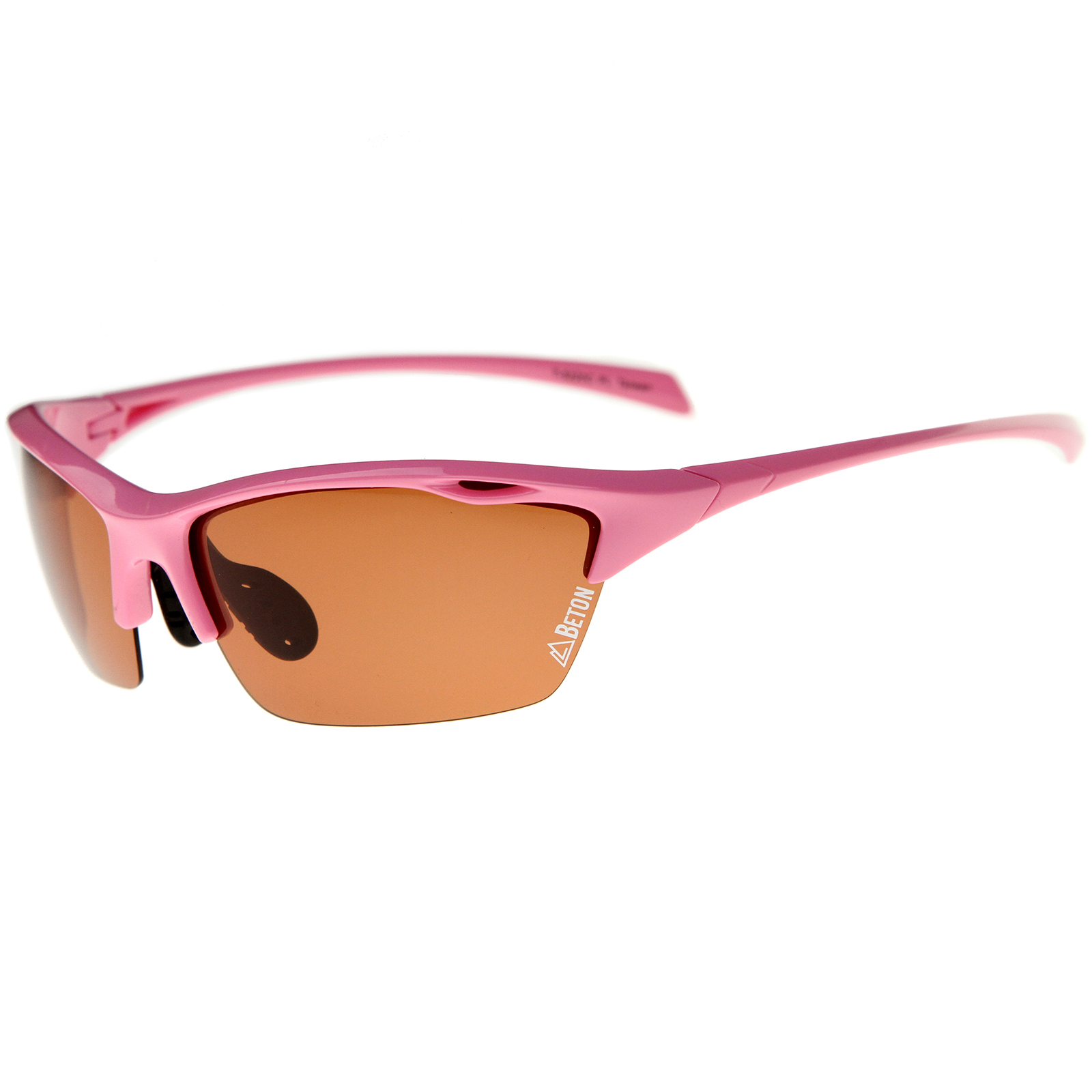 Beton Male Wakely - Polarized Shatterproof Lens Half-Frame TR-90 Sports Wrap Sunglasses (Shiny Pink / Brown) - 68mm - image 1 of 6
