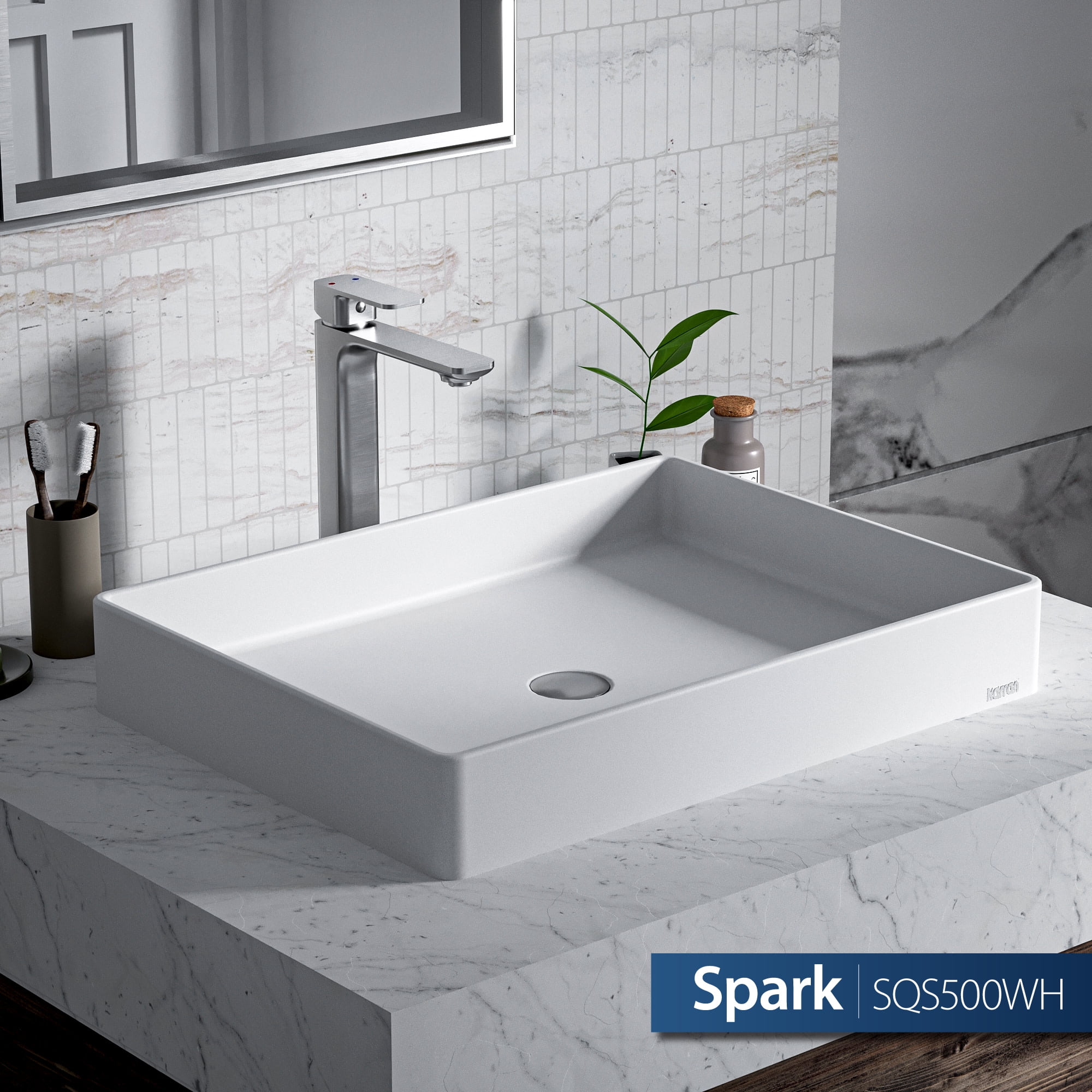 Karran Usa SQS500BL Sternhagen 23-5/8" Rectangular Quartz Composite Vessel Bathroom Sink -