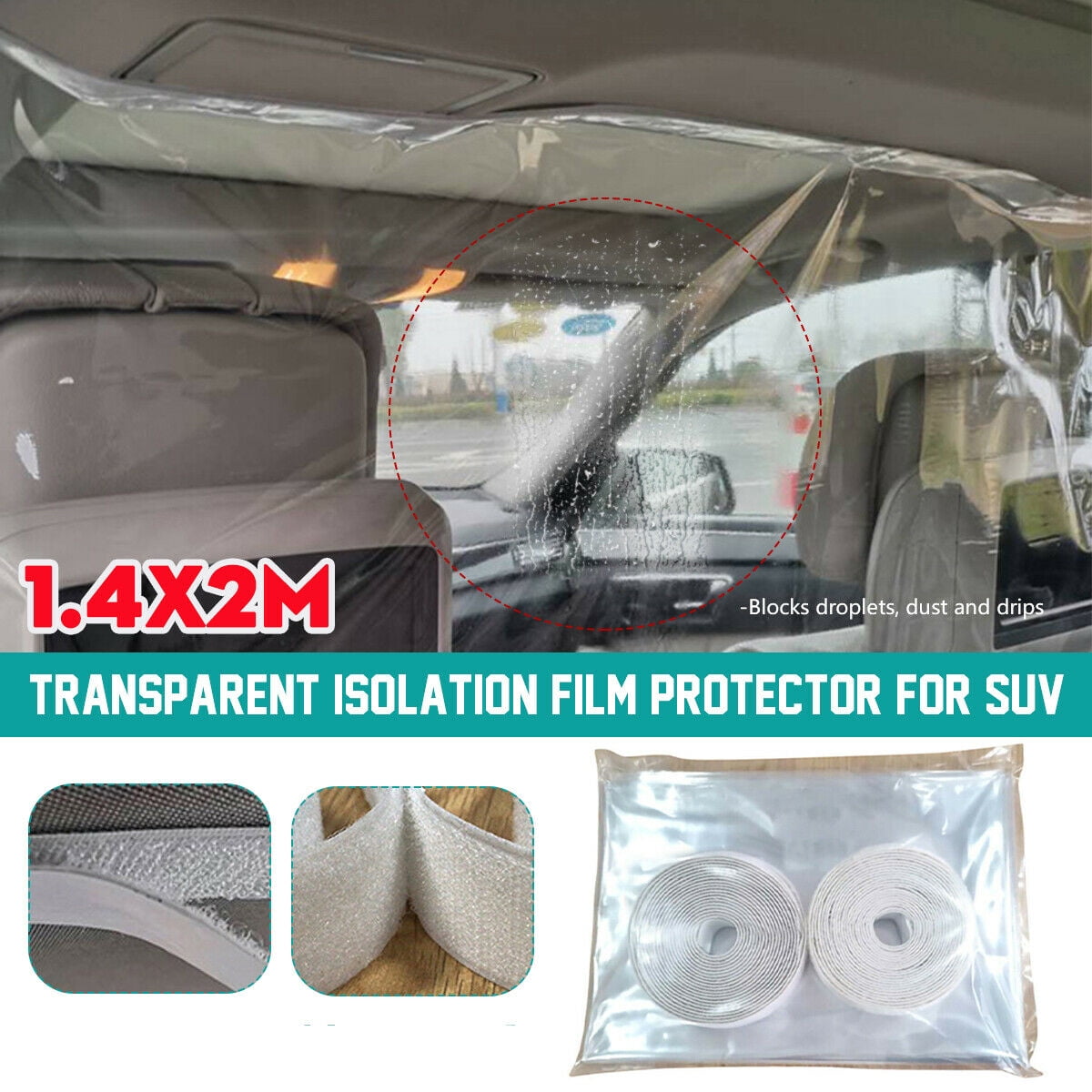 55x79inch Car Isolation Film PE Protection Screen Curtain For Uber Taxi Driver 