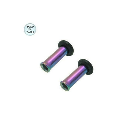 Titanium Tunnel - Multi-Colored Anodized Titanium Tunnel Eyelet Plug - 8 Gauge