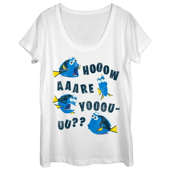 Women's Finding Dory Whale How Are You Scoop Neck White Large
