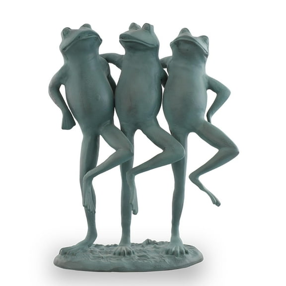 Dancing Frog Trio Verdigris Green Metal Garden Sculpture