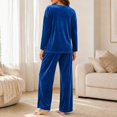 thumbnail image 7 of successthop Womens Velvet Sweatsuit Set 2 Piece Casual Long Sleeve Crewneck Pullover Tops and Pant Solid Tracksuit, 7 of 7