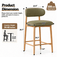 thumbnail image 7 of Bar Stools with Back Sets of 2, LEGAHOME 26"Counter Height Bar Stool, Modern Farmhouse Upholstered Bar Stool Chairs Set of 2 with Curved Back & Wood-Grain Metal Legs for 34"-39" Kitchen Island, Green, 7 of 7